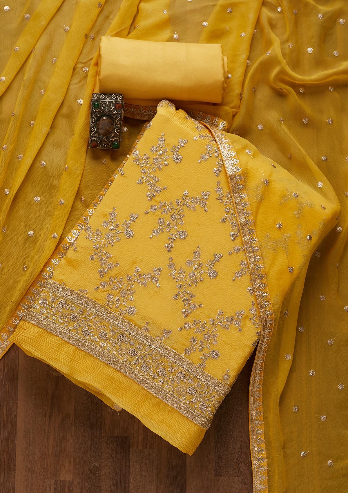 Yellow Silk Blend Printed SuitM in 2024