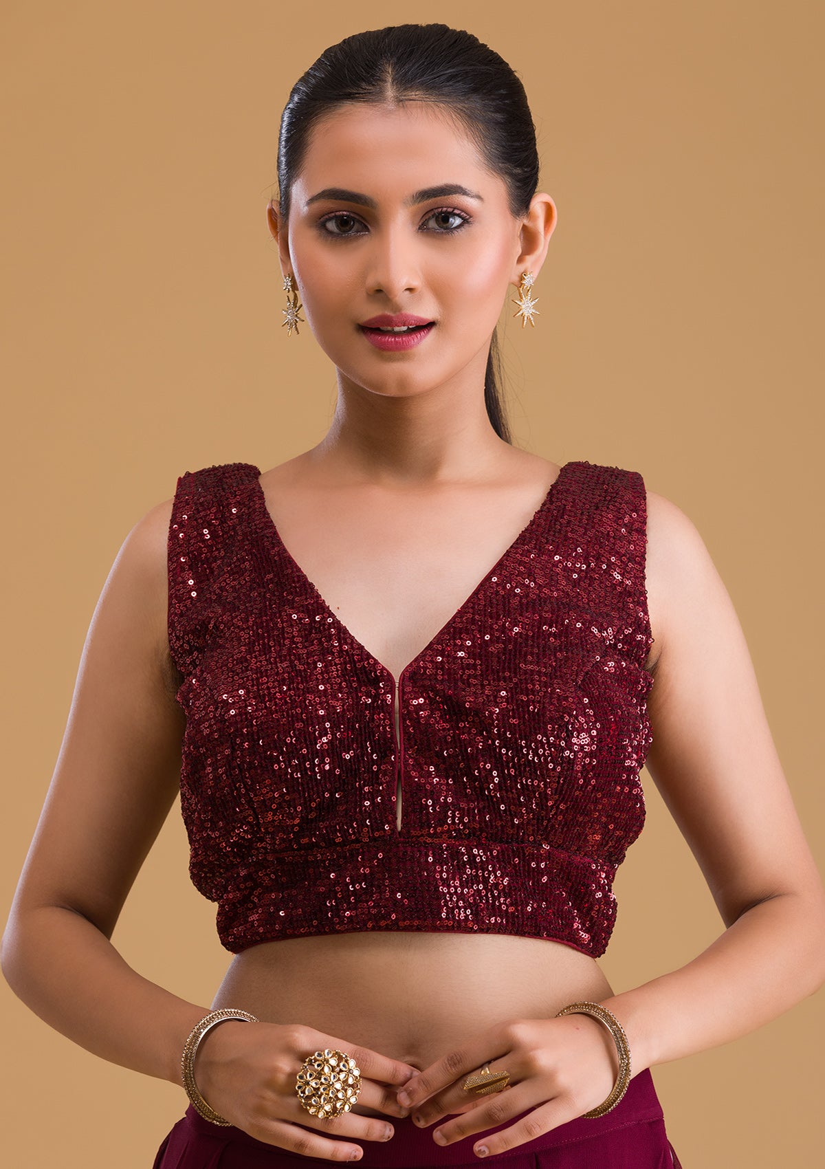 Beautiful maroon ajrakh full sleeve blouse – Sujatra