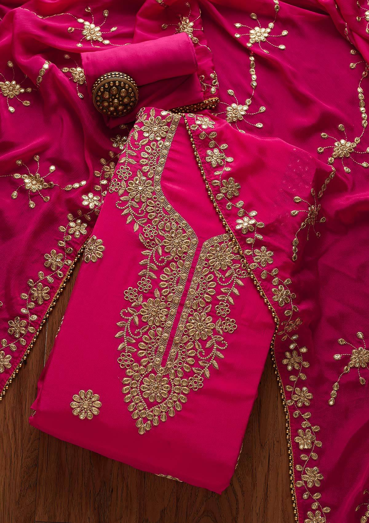 Buy Gillori Rani Pink Flared Suit (Set of 3) online
