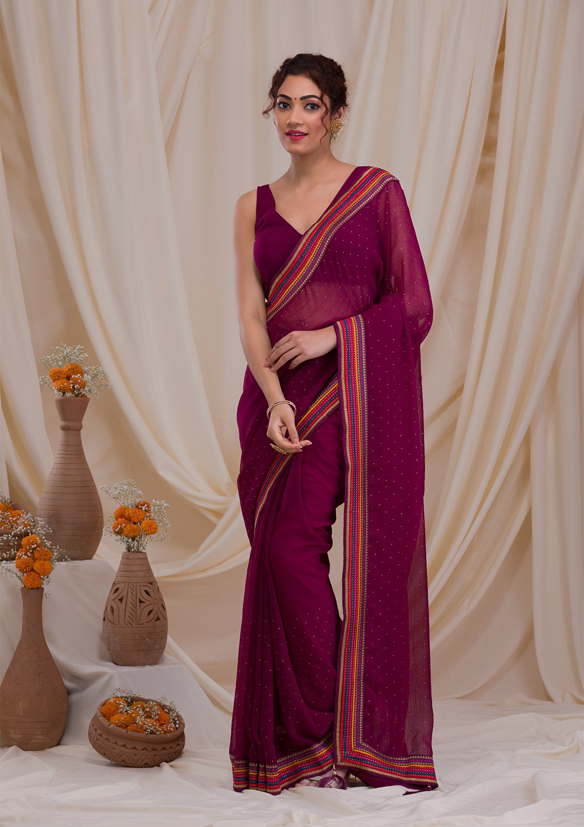 Wine Color Soft Woven Silk Saree And Woven Blouse Piece – paanericlothing