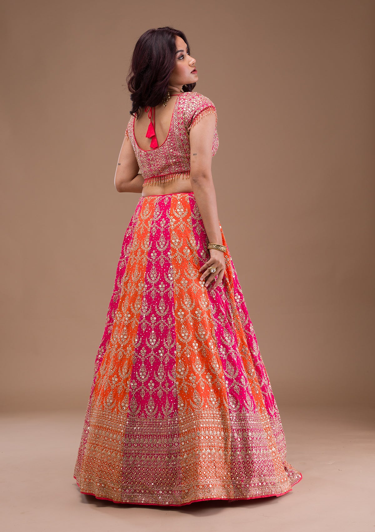 Buy Orange Silk Printed And Embroidered Bandhani Nigar Lehenga Set For  Women by Mayyur Girotra Couture Online at Aza Fashions.