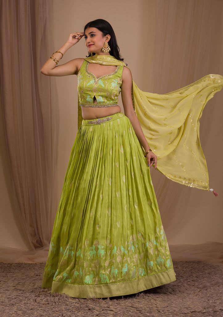 Buy For Women Green Color Heavy Net Lehenga Choli Online - LEHV2785 |  Appelle Fashion