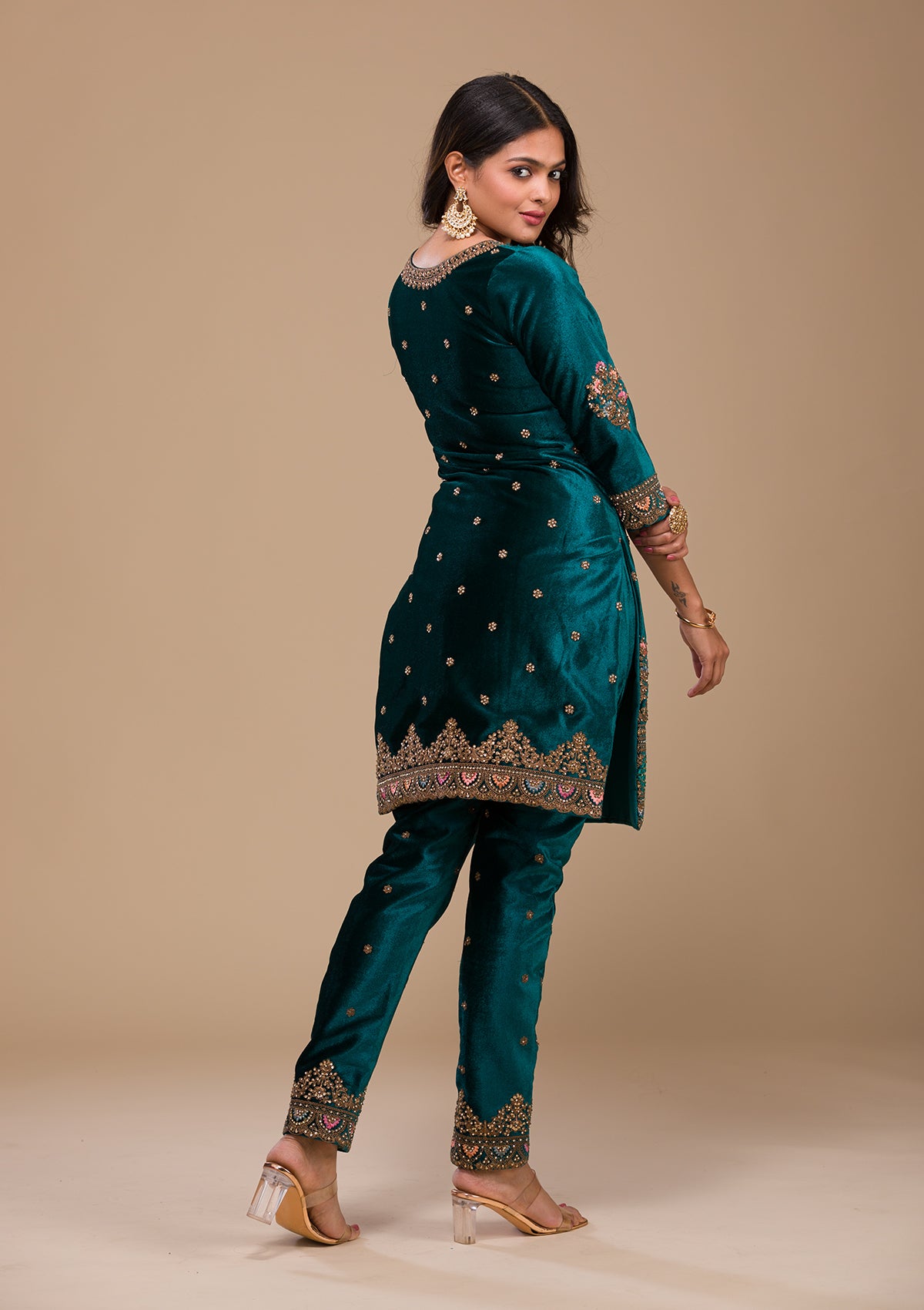 Peacock Blue Embroidered Pakistani Pant Suit | Pakistani suit with pants,  Pantsuit, Pakistani salwar kameez designs