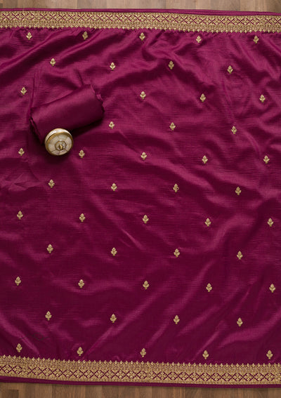 Purple Zariwork Art Silk Unstitched Salwar Suit