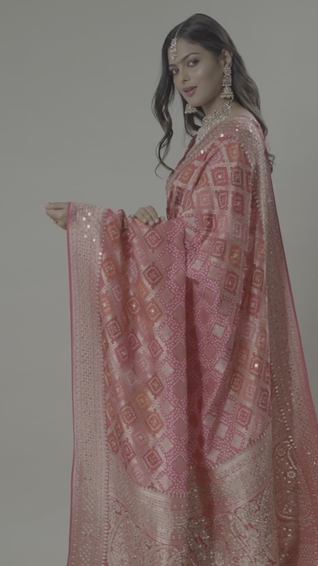 Rani Pink Mirrorwork Chanderi Silk Saree