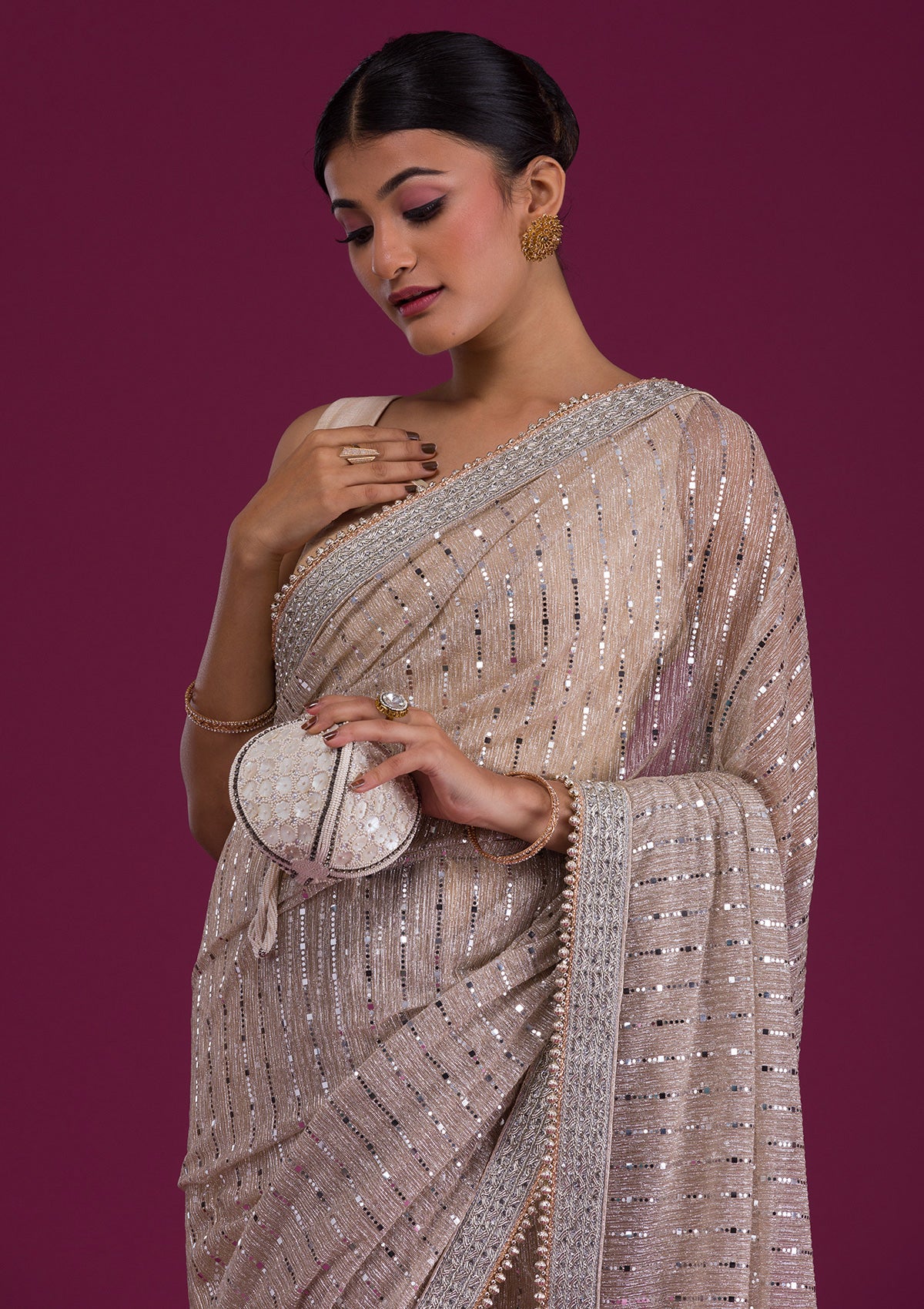 Sequin Sarees: Buy Latest Designer Sequin Saree Online at Indya