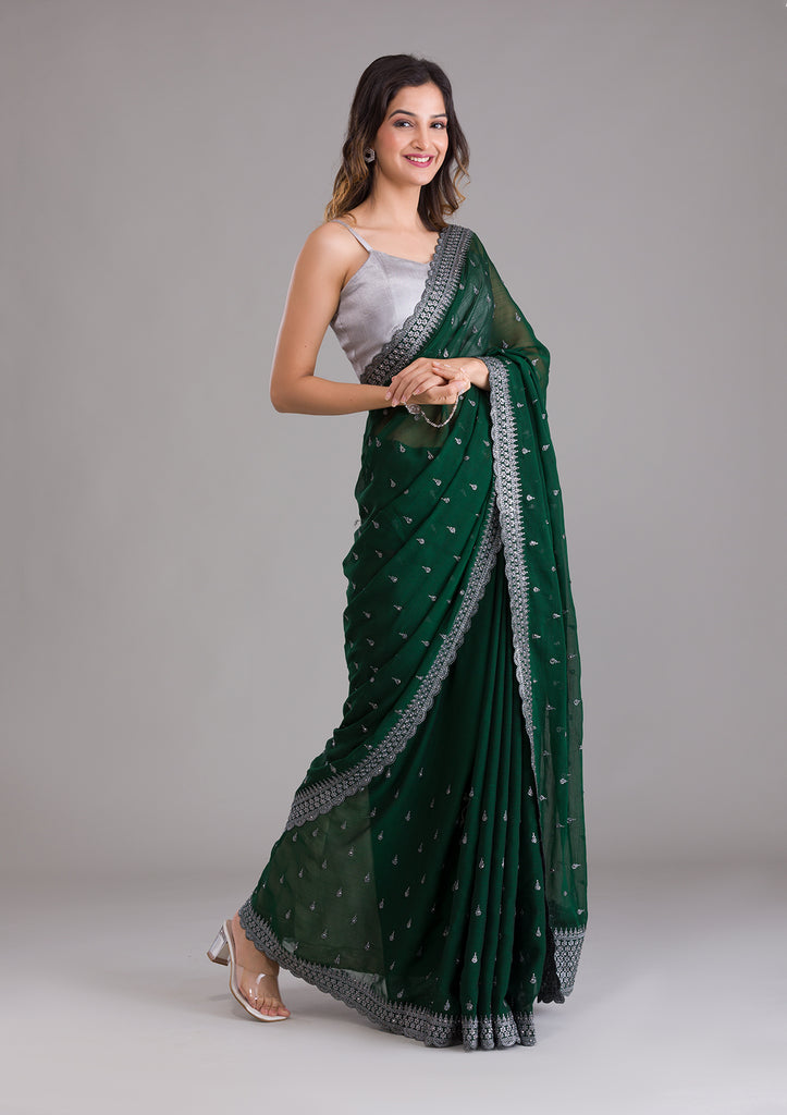 Daily wear fancy Unique printed georgette saree with Separate Blouse Piece