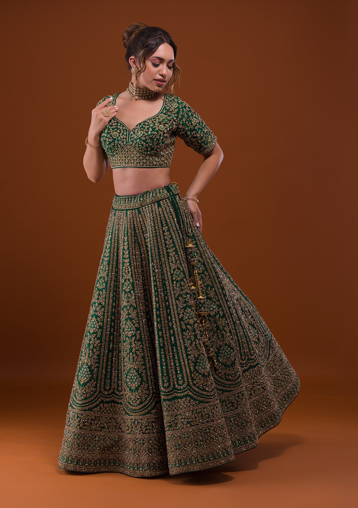 Buy Bollywood Sabyasachi Mukherjee Inspired silk Teal Greenlehenga in  colour from India