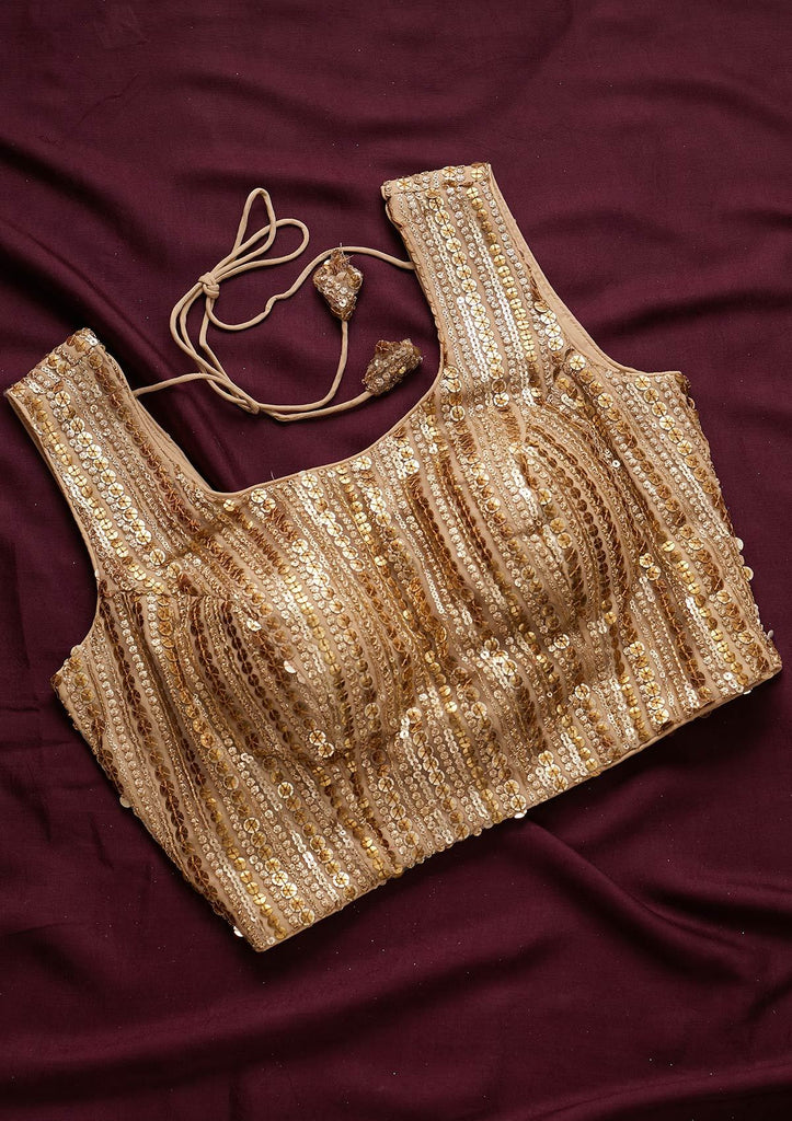 Net Readymade Blouse In Gold