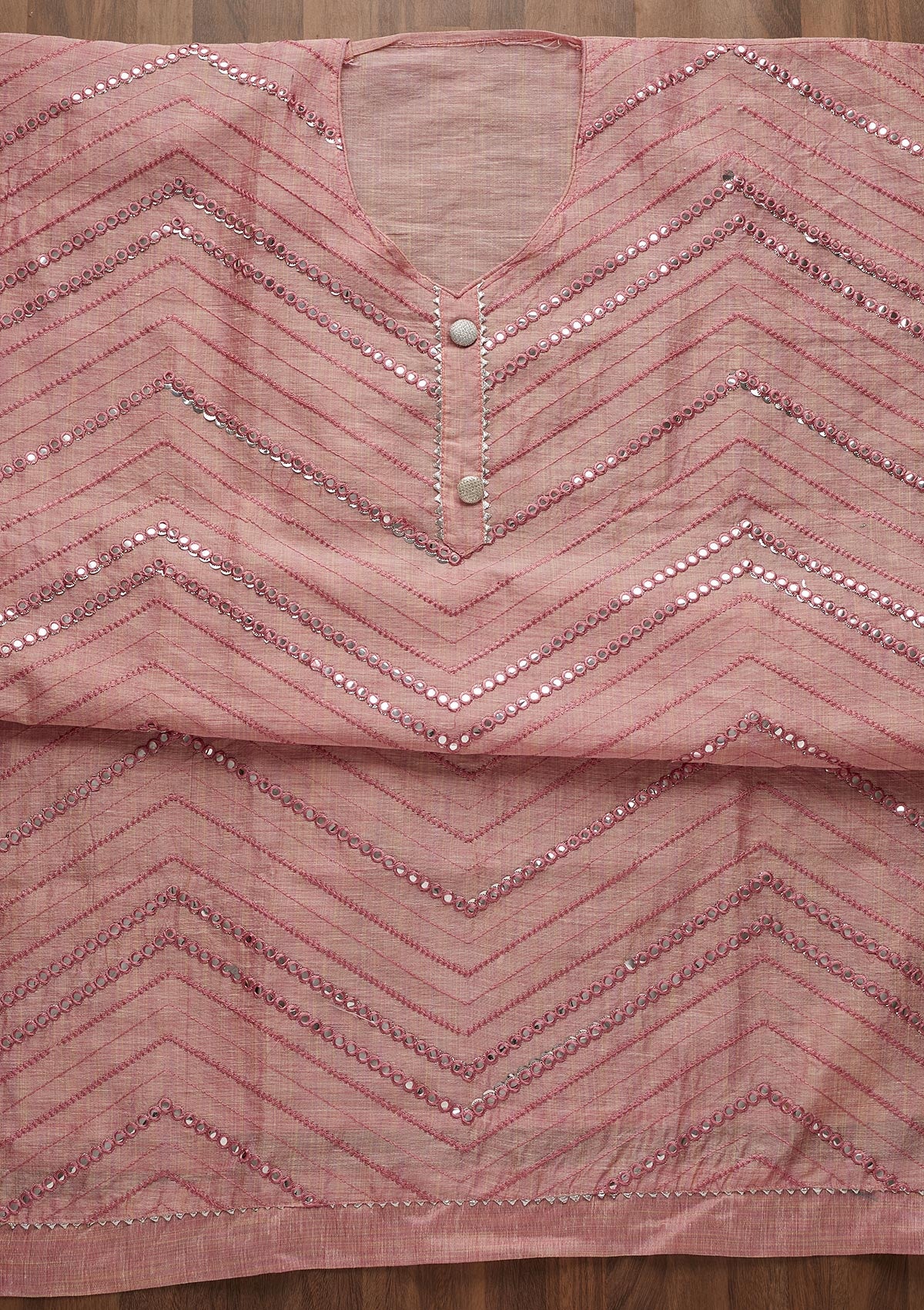 Pink Gotapatti Chanderi Unstitched Salwar Suit-Koskii