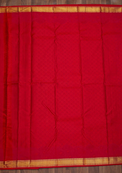 Red Zariwork Pure Silk Saree-Koskii